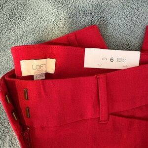 LOFT Red Skinny Ankle Pants